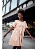 Übergroßes Kleid mit kurzen Ärmeln, beige FK530 – Online-Shop – Boutique